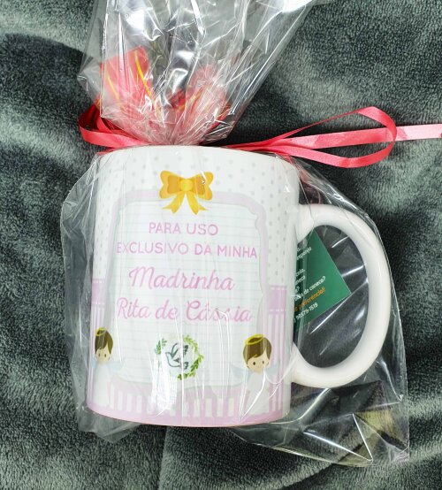 Caneca Branca Uso Exclusivo para Dinda Madrinha Anjo Anjinho