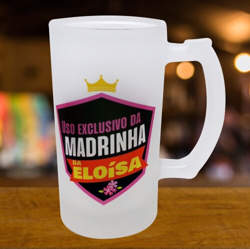 Caneca Vidro Chopp Cerveja Exclusivo para Madrinha Batizado