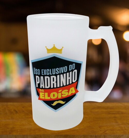 Caneca Vidro Chopp Cerveja Exclusivo para Padrinho Batizado