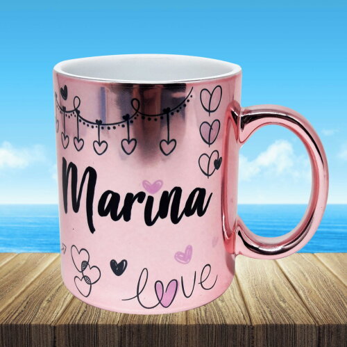 Caneca Cromada Rose Personalizado para Corações Amor