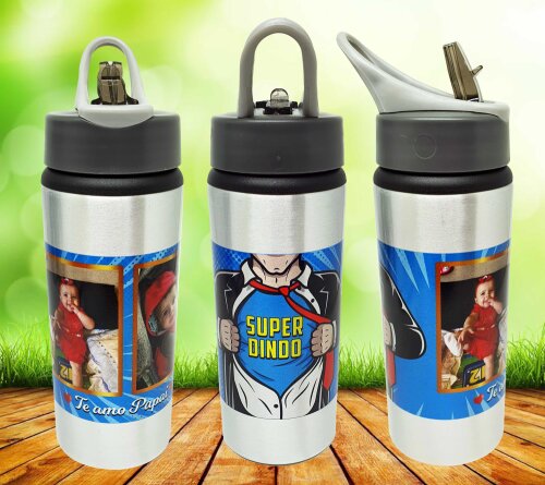 Squeeze Alumínio Personalizado Super Pai, Avô e Dindo