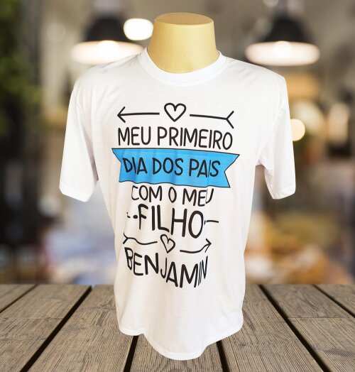 Camiseta Branca Meu Primeiro Dia dos Pais com Meu Filho