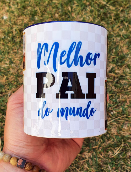 Caneca Azul Escuro Personalizado Mimo Melhor Pai do Mundo