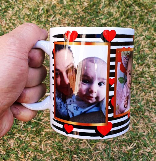 Caneca Branca Coração Amor Dinda Dindo Tia Titia Tio Titio