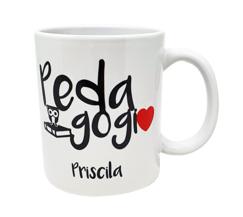 Caneca Branca Mimo Profissão Carreira Pedagogia, Pedagogo