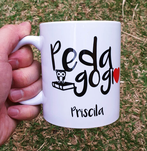 Caneca Branca Mimo Profissão Carreira Pedagogia, Pedagogo