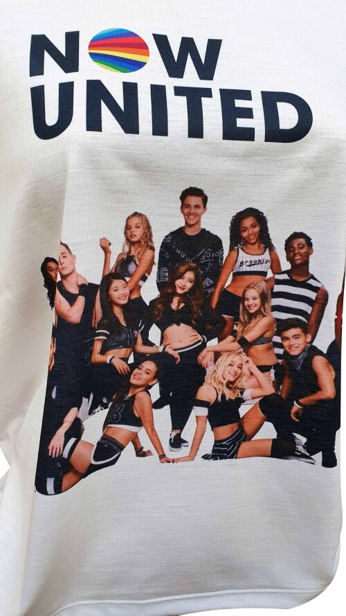 Camiseta Branca Baby Look Grupo Musical Now United