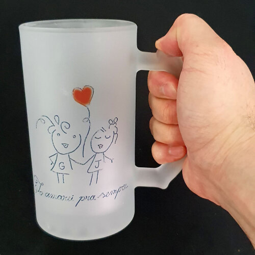Caneca Vidro Jateado Chopp / Cerveja Mensagem Amor Namoradas
