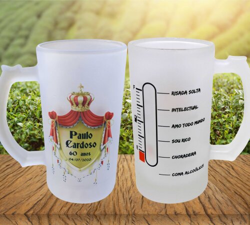 Caneca Vidro Jateado Chopp / Cerveja Rei Reinado King