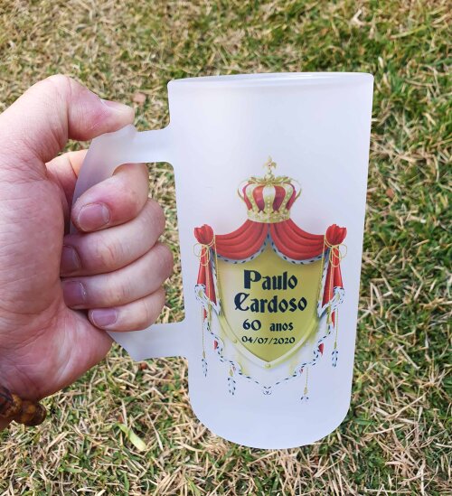 Caneca Vidro Jateado Chopp / Cerveja Rei Reinado King