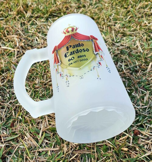 Caneca Vidro Jateado Chopp / Cerveja Rei Reinado King