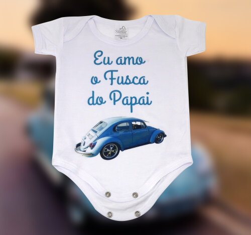 Body Baby Branco Personalizado Eu Amo o Fusca do Papai
