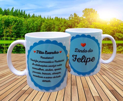 Caneca Branca Personalizado Príncipe Ursinho Dindo Padrinho