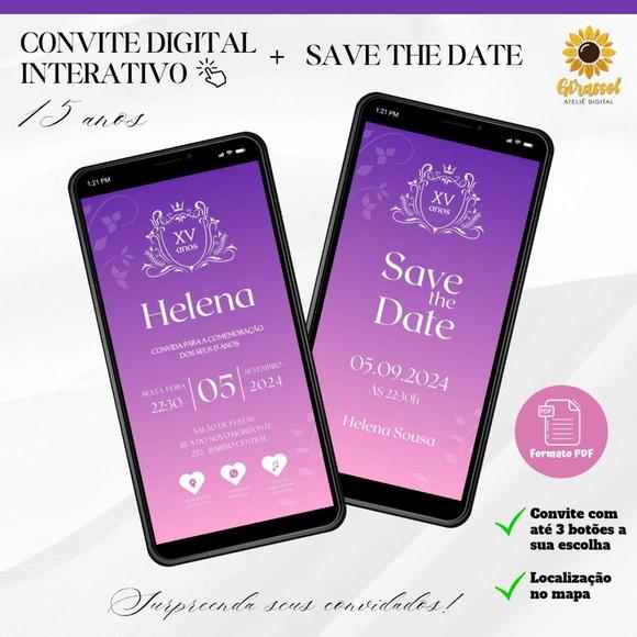 Convite 15 Anos Interativo + Save The Date Realeza