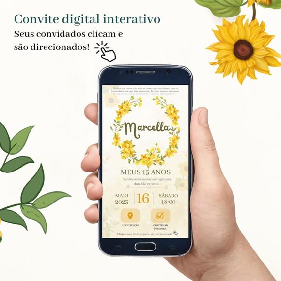 Convite 15 Anos Interativo Amarelo