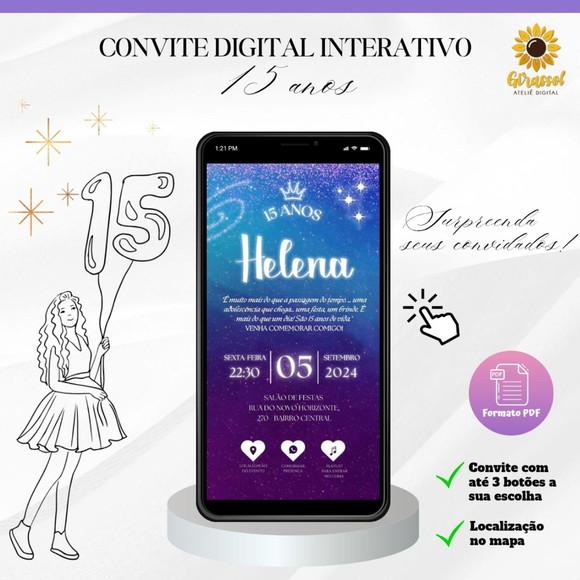 Convite 15 Anos Interativo Galáxia