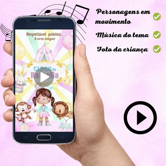 Convite Animado Circo Rosa (com Foto)