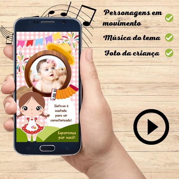 Convite Animado Festa Junina Menina (com Foto)