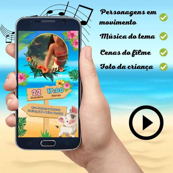 Convite Animado Moana (com Foto)