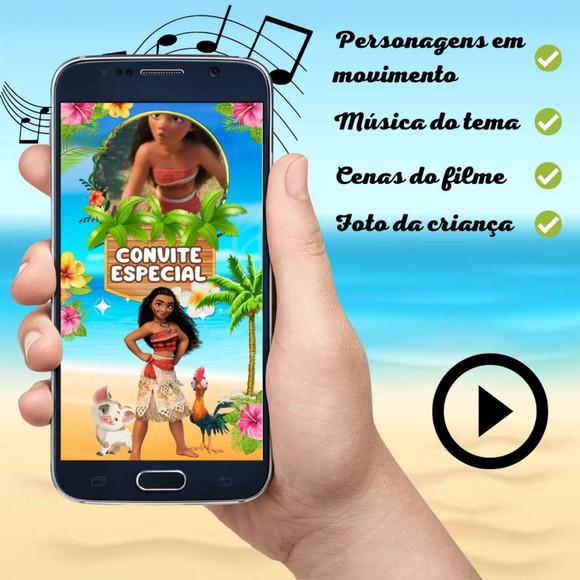 Convite Animado Moana (com Foto)