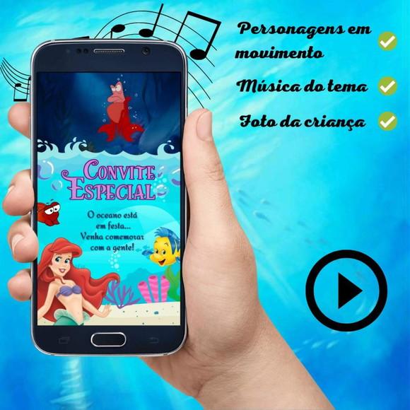 Convite Animado Pequena Sereia (com Foto)