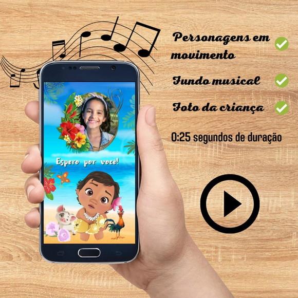 Convite Animado Moana Baby (com Foto)