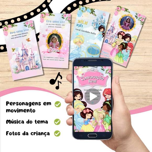 Convite Animado Princesas Cute/ Baby