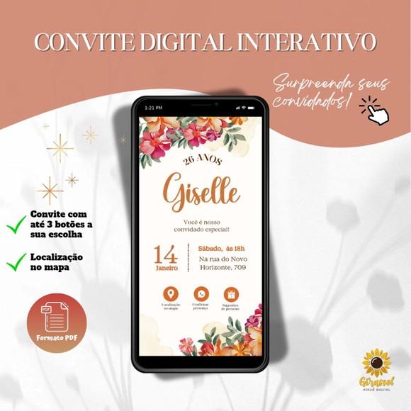 Convite Aniversário Interativo Floral