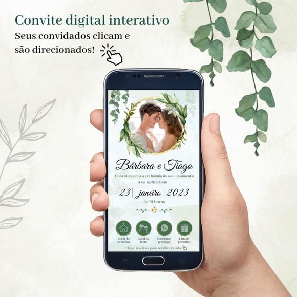 Convite Casamento Interativo Folhagens