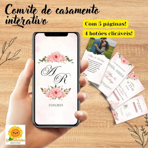 Convite Casamento Interativo Rosé