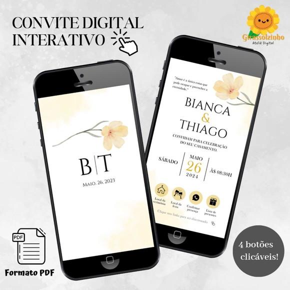 Convite de Casamento Interativo Amarelo