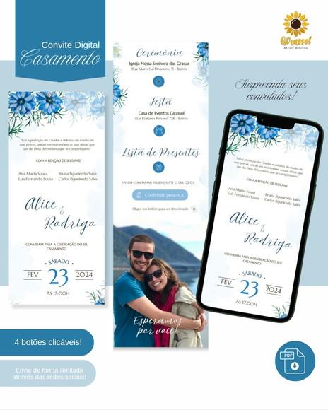 Convite de Casamento Interativo Azul (infinito)