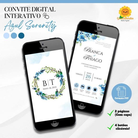 Convite de Casamento Interativo Azul