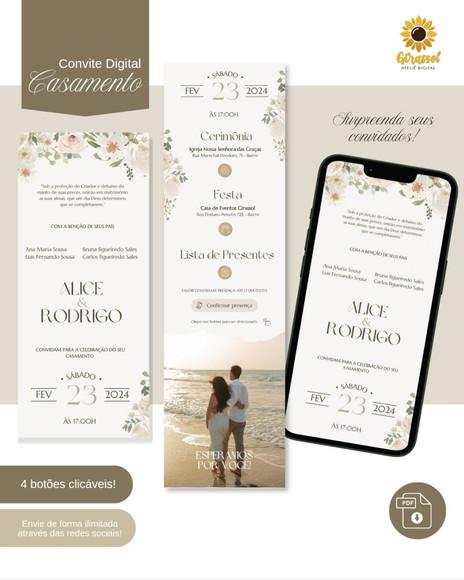 Convite de Casamento Interativo Bege (infinito)