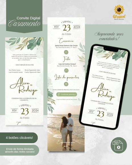Convite de Casamento Interativo Folhagens (infinito)