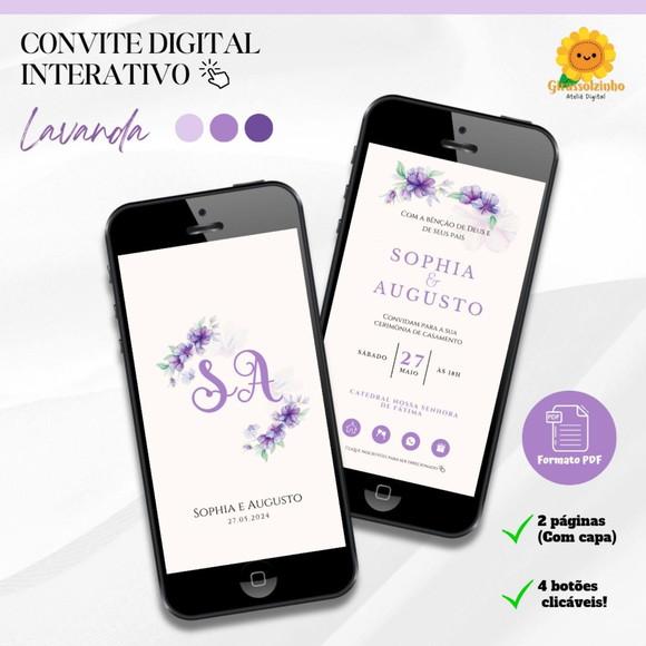 Convite de Casamento Interativo Lavanda Classic