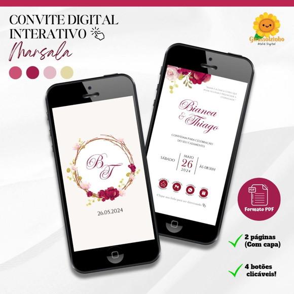 Convite de Casamento Interativo Marsala 2