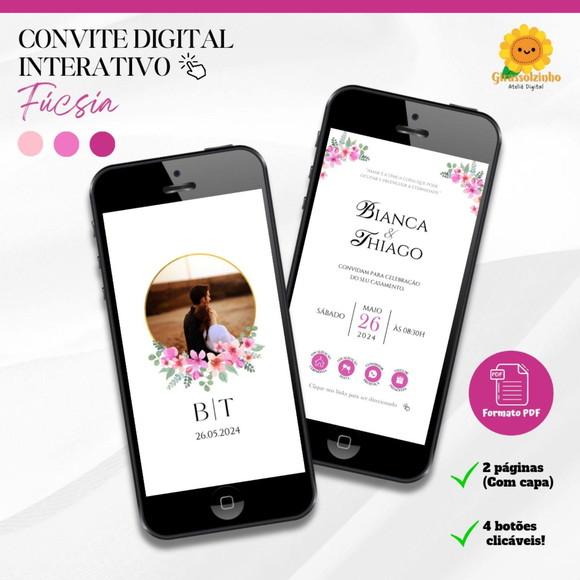 Convite de Casamento Interativo Rosa (com Foto)