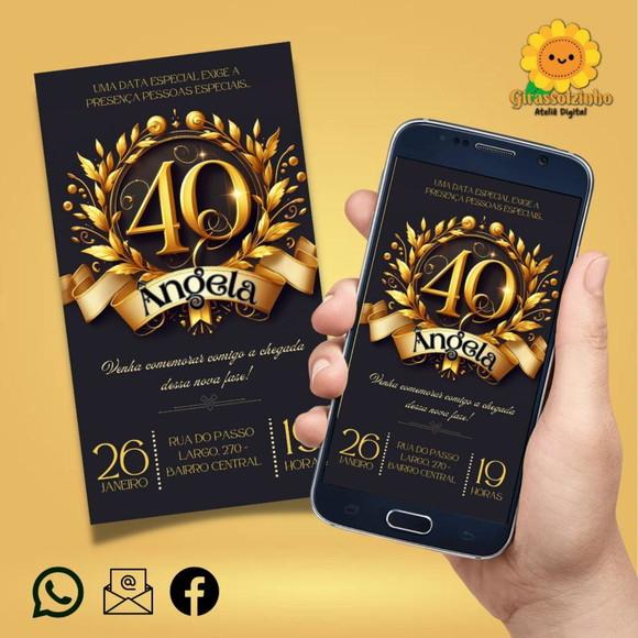 Convite Digital 40 Anos (dourado)