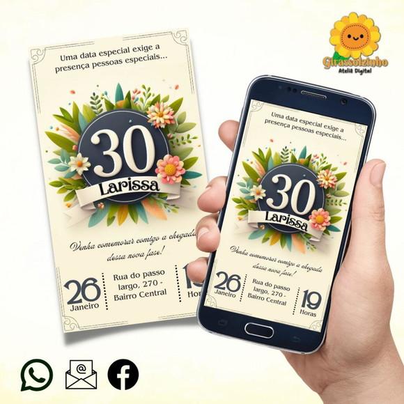 Convite Digital 30 Anos Florido
