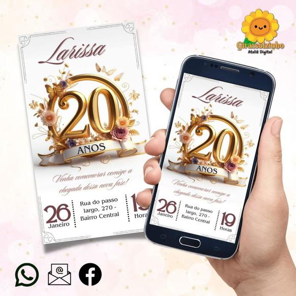 Convite Digital 20 Anos (dourado)