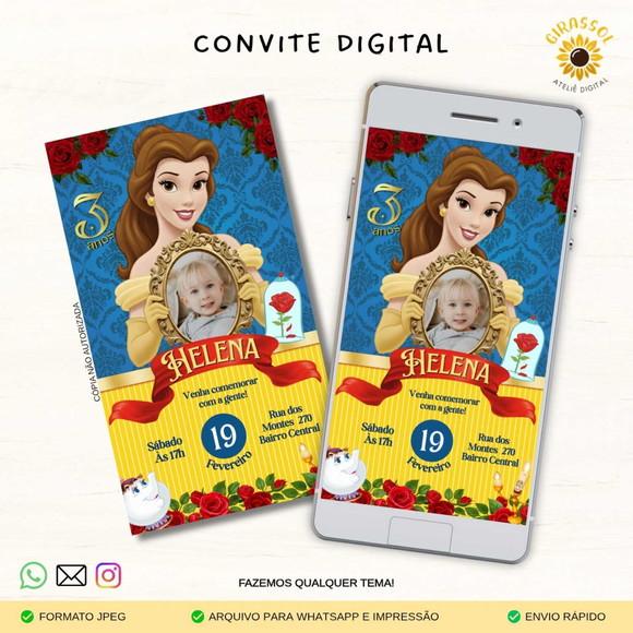 Convite Digital a Bela e a Fera (com Foto)