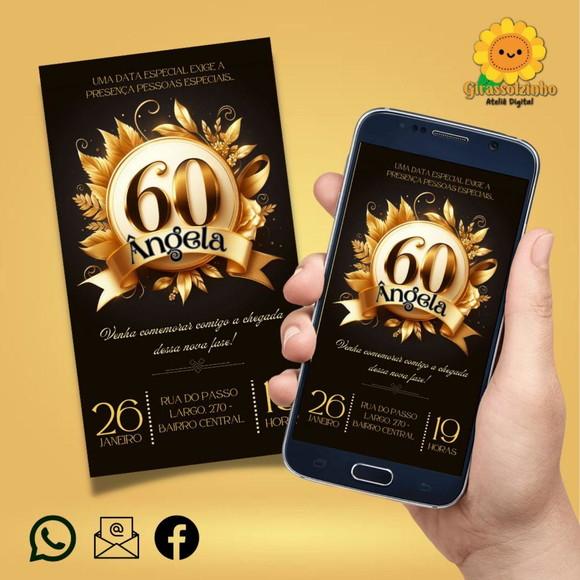 Convite Digital 60 Anos (dourado)