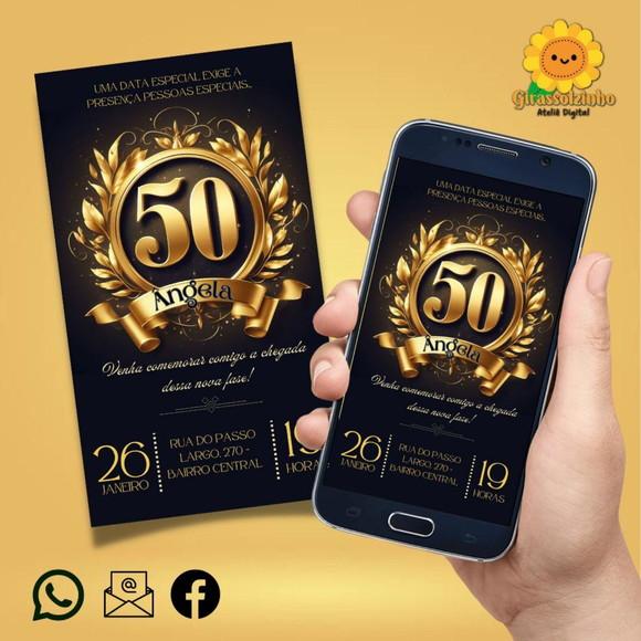 Convite Digital 50 Anos (dourado)
