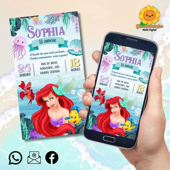 Convite Digital Ariel/ Pequena Sereia