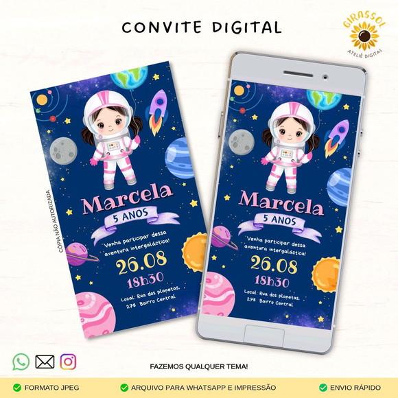 Convite Digital Astronauta Menina