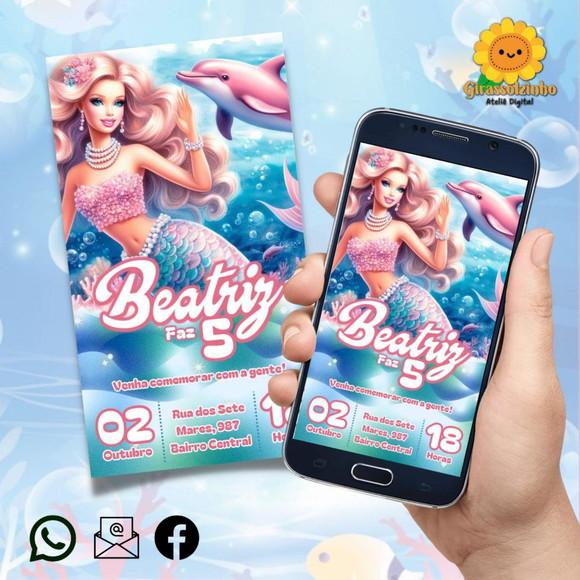 Convite Digital Barbie Sereia 2