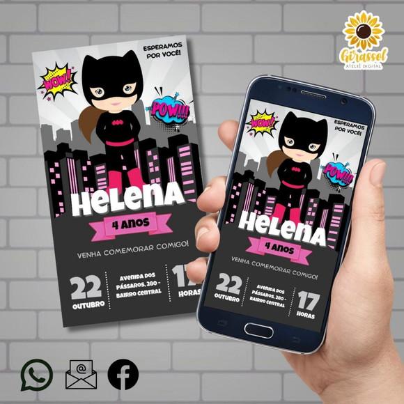 Convite Digital Batgirl Cute/baby