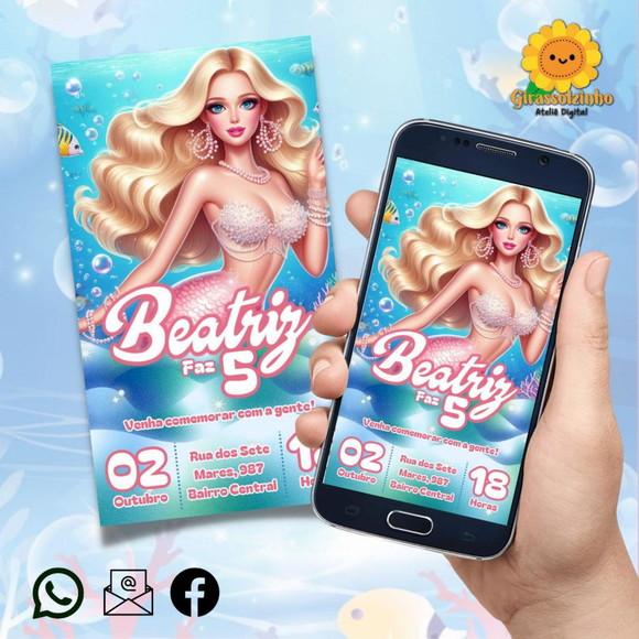 Convite Digital Barbie Sereia 2