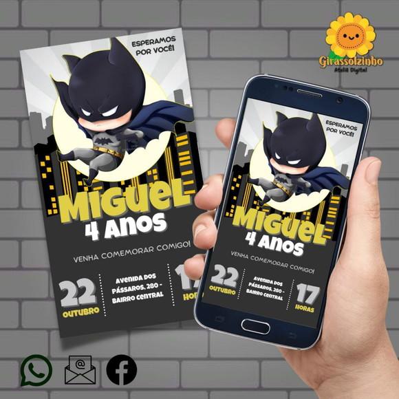 Convite Digital Batman Cute/baby
